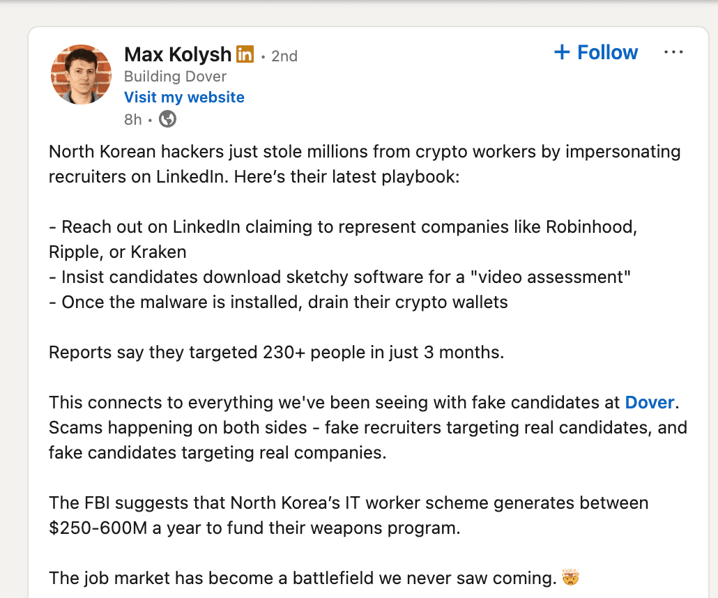 North Korean Recruitment Scams: A Crisis Response