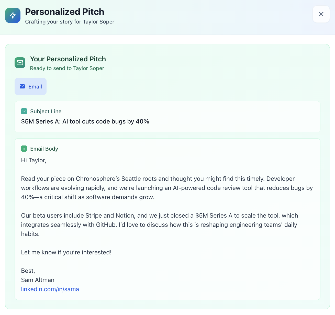 Generate & Send Pitches