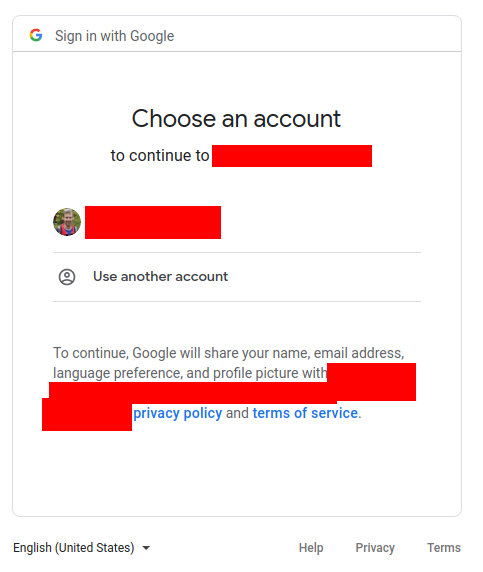 Google OAuth account selection screen